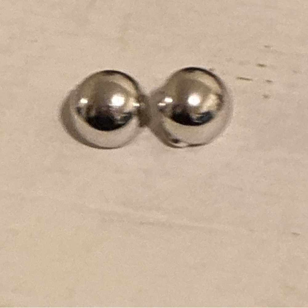 Vintage Monet Silver Ball Stud Earrings clip on Nice Shine!